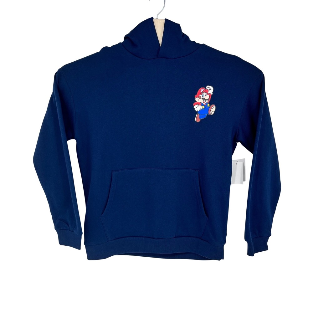Super Mario Hoodie Boys 18 Navy Blue Graphic Nintendo Bowser Yoshi Luigi Toad